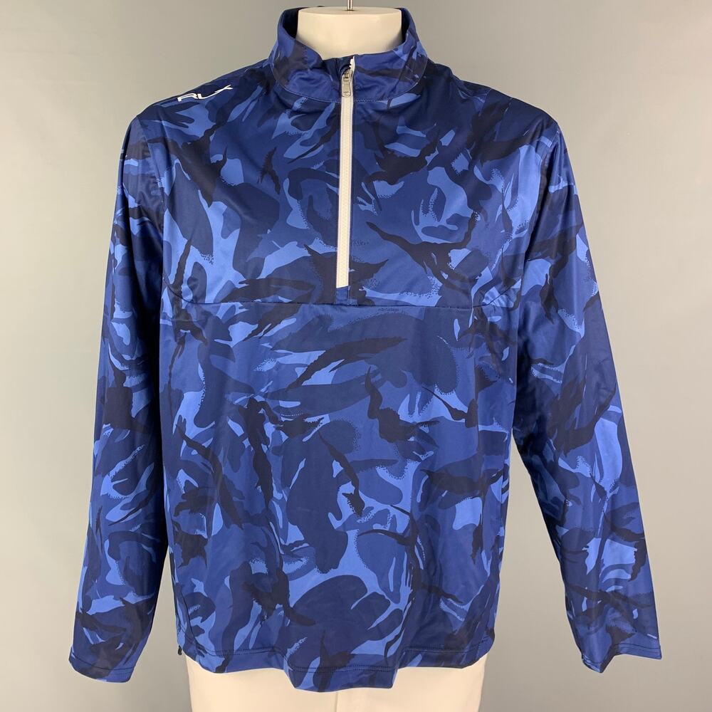 RLX by RALPH LAUREN Size L Blue Camouflage Half Zip Jacket